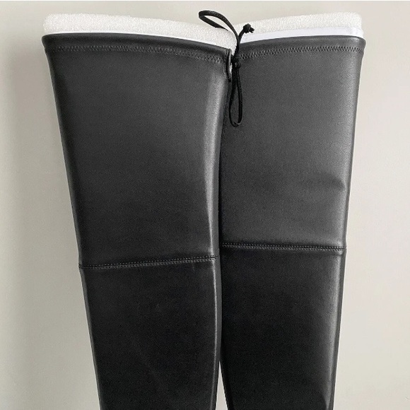 $895 Stuart Weitzman Genna 25 City Black Napa Leather Over The Knee Flat Boots 6 - Picture 7 of 16